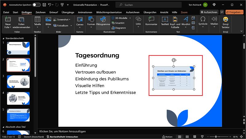 Abschnittszoom in PowerPoint einfügen