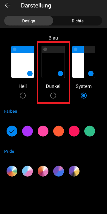Dunkler Modus in der Outlook App aktivieren