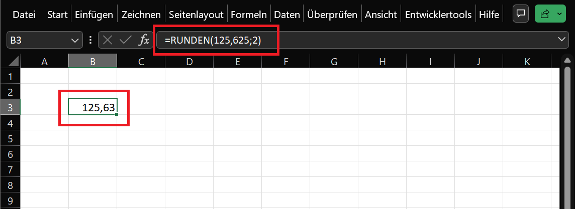 Excel Runden-Funktion