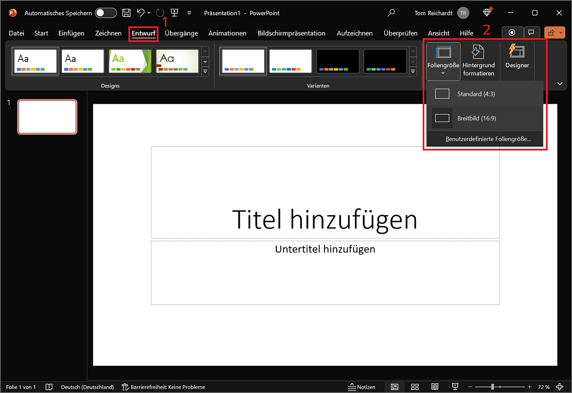 Format in PowerPoint ändern