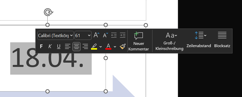 Verschiedene Formatierungen wie Schriftart oder Schriftgröße ändern