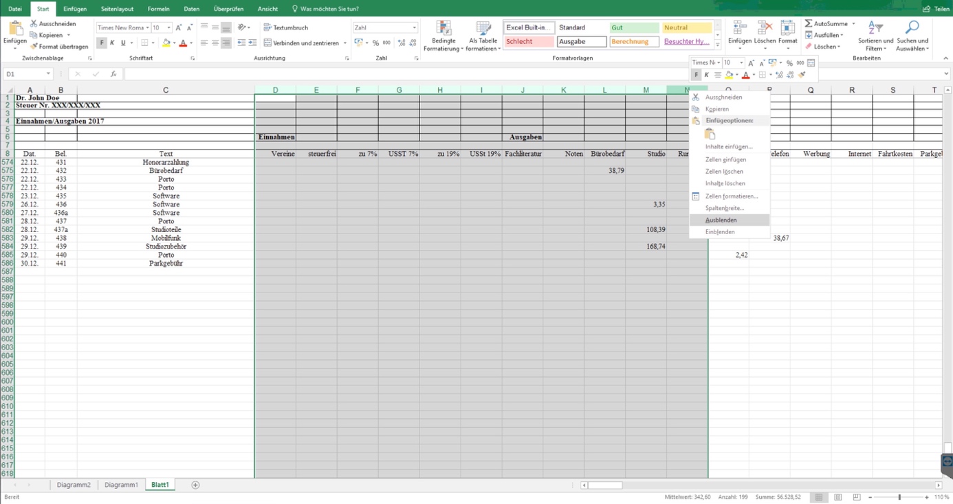 Microsoft excel fuer die schnelle beantwortung von fragen des finanzamts zu ihrer einnahmen ueberschuss rechnung nutzen 02