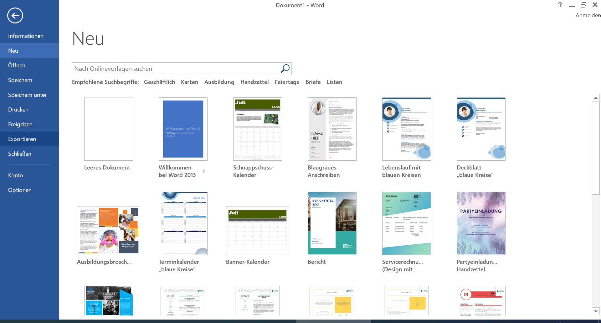 Layout Vorlagen in Microsoft Office Word