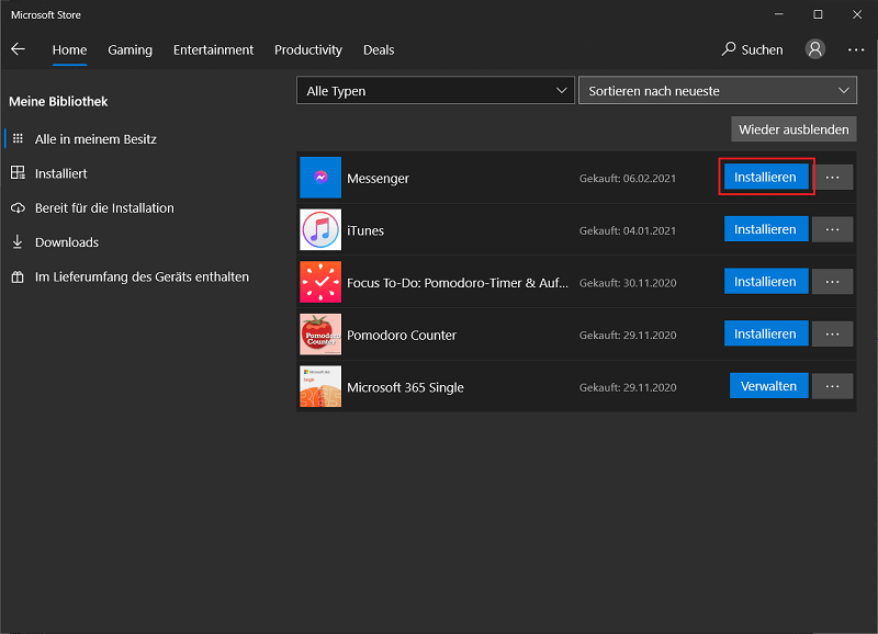 &Uuml;ber den Microsoft Store installieren Sie schnell und einfach Apps auf dem neuen Computer