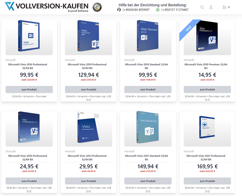 Versionen von Microsoft Visio Pro