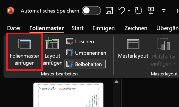Neuen Folienmaster einfügen