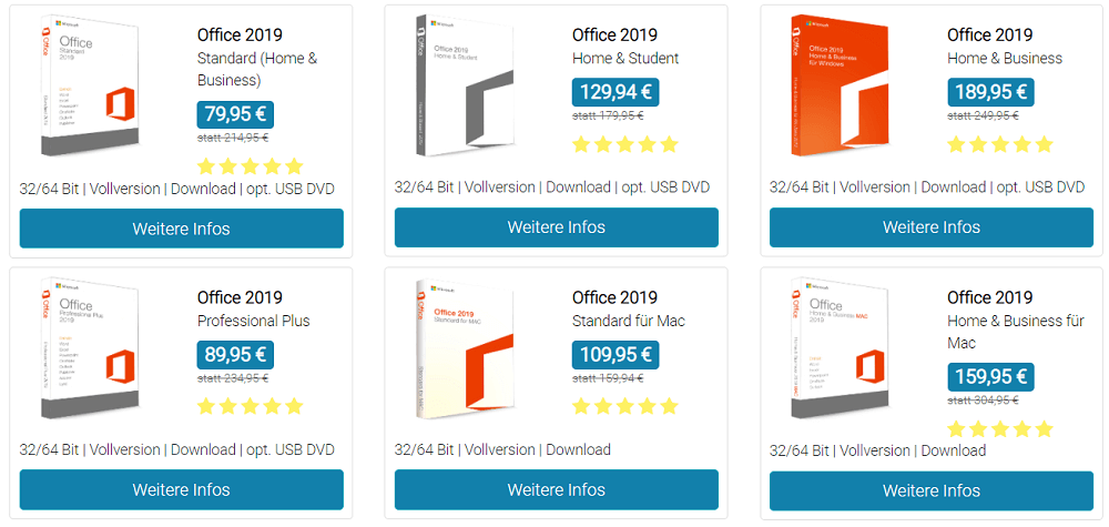 Office 2019 Versionen im &Uuml;berblick