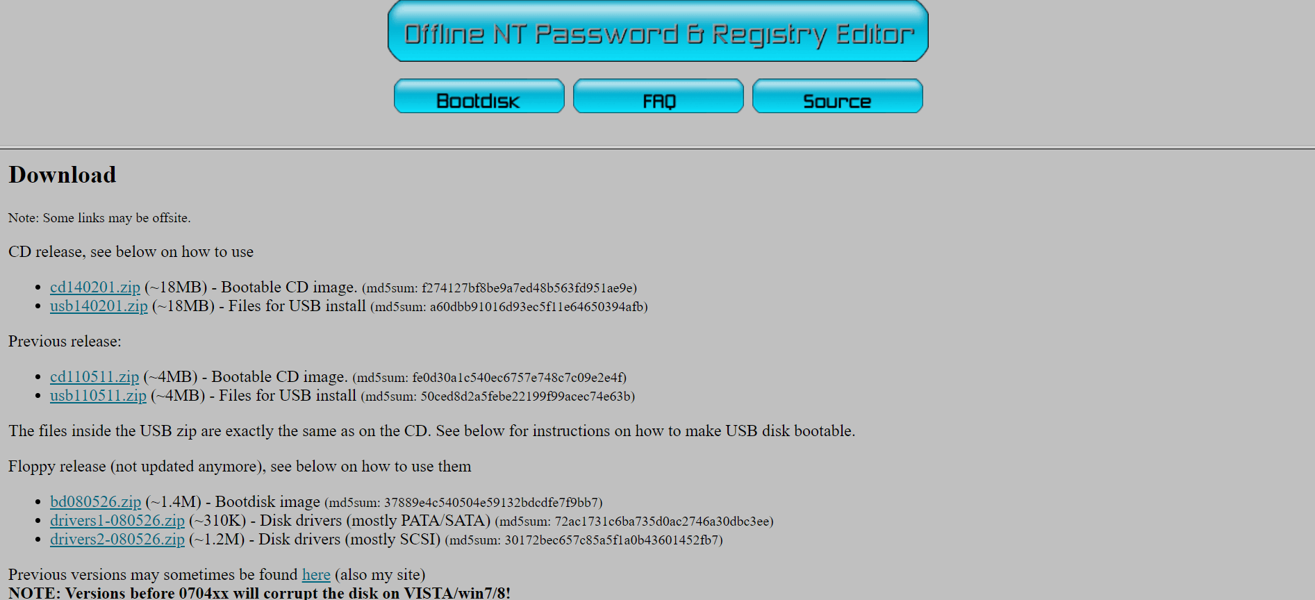 Offline NT Password & Registry Editor zum Login Passwort löschen