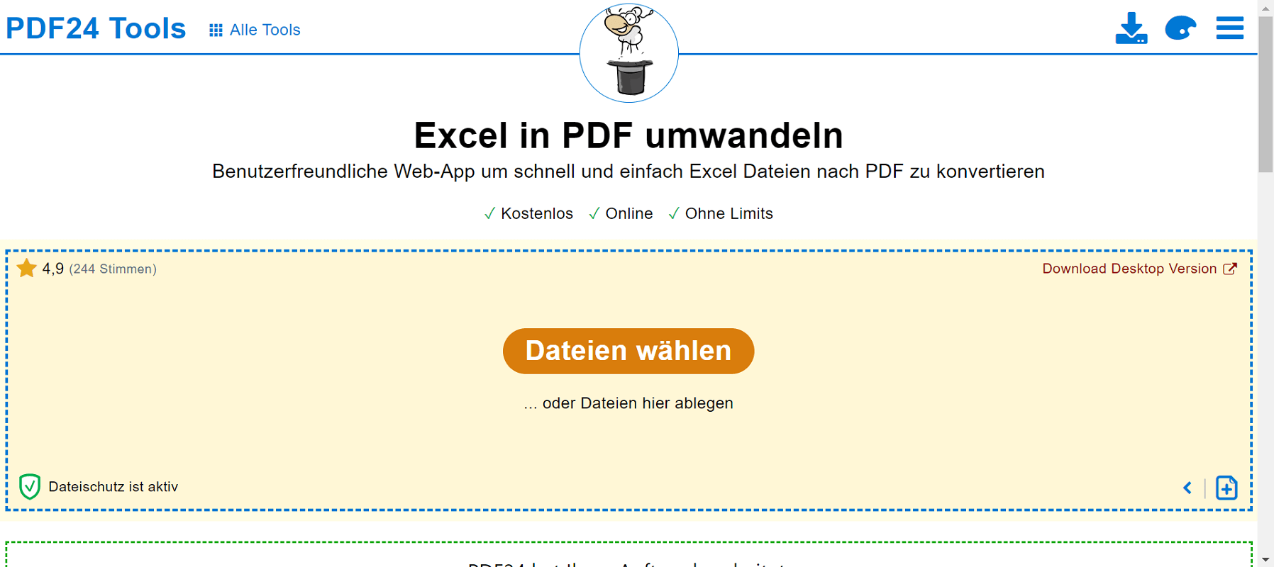 Online-Converter zum Umwandeln von Excel zu PDF