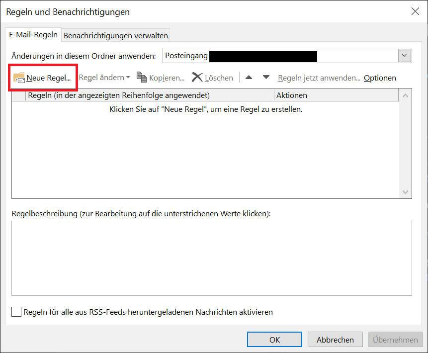 Mail in Outlook weiterleiten – neue Regel einrichten