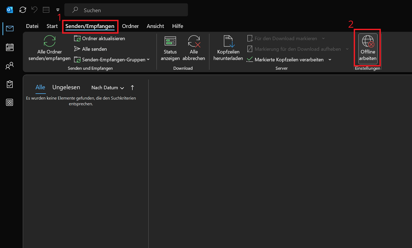 Outlook-Offline-Modus aktivieren