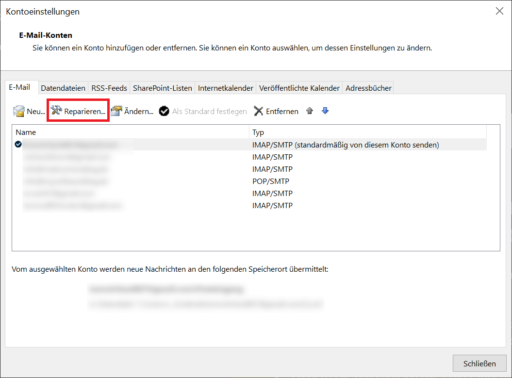 Outlook Profil reparieren