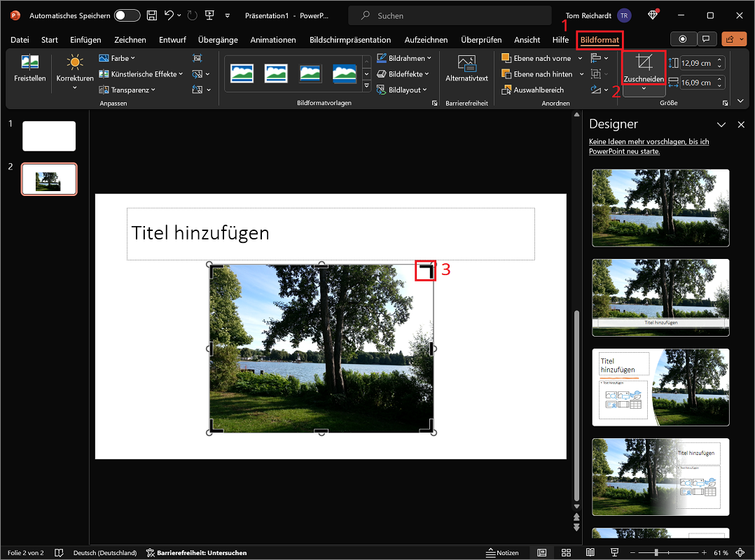 Bild in PowerPoint mit Schnittmarkierungen zuschneiden