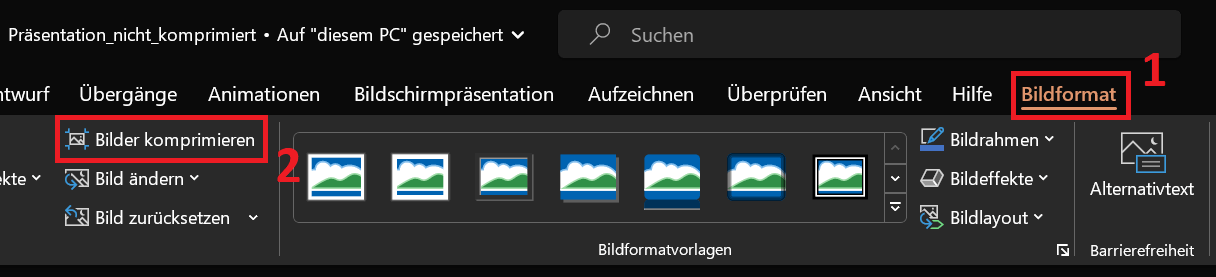 Einzelnes Bild in PowerPoint komprimieren