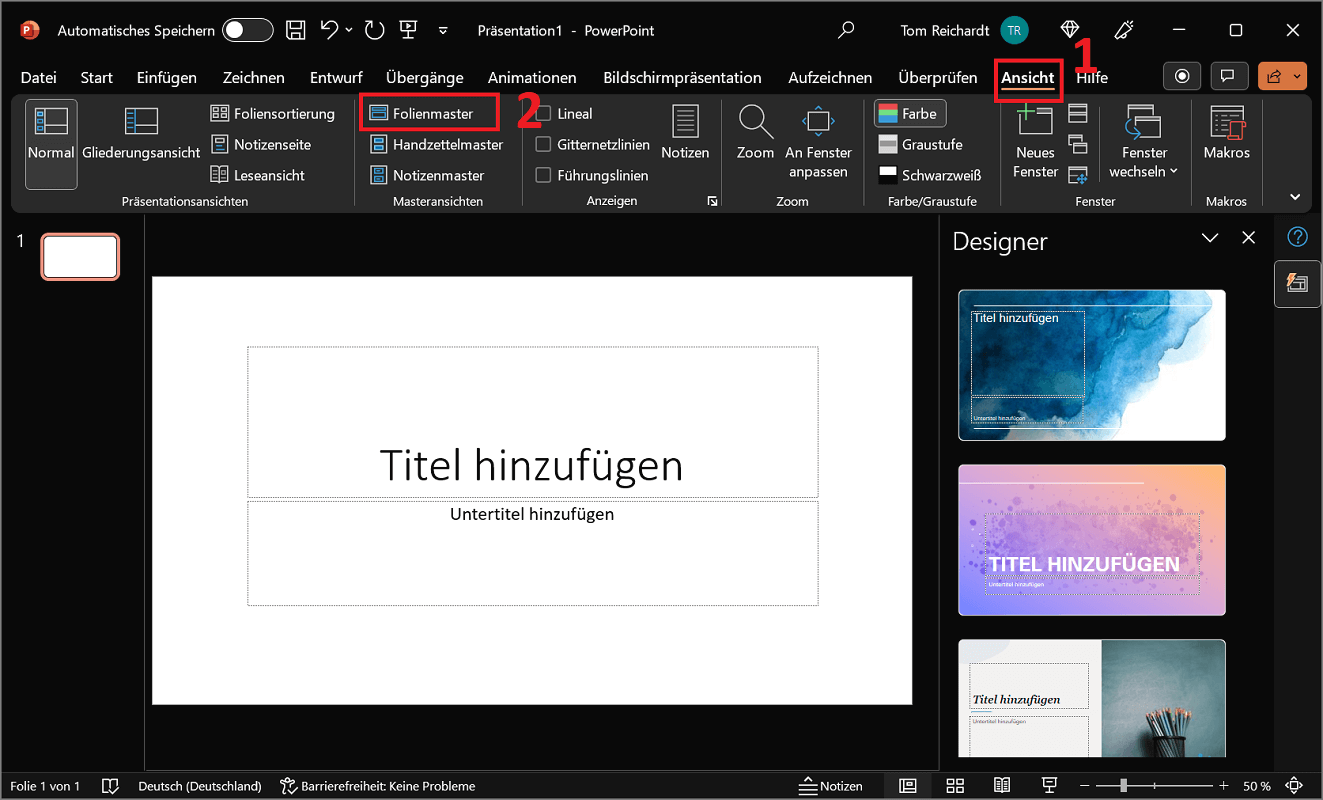 PowerPoint Folienmaster öffnen