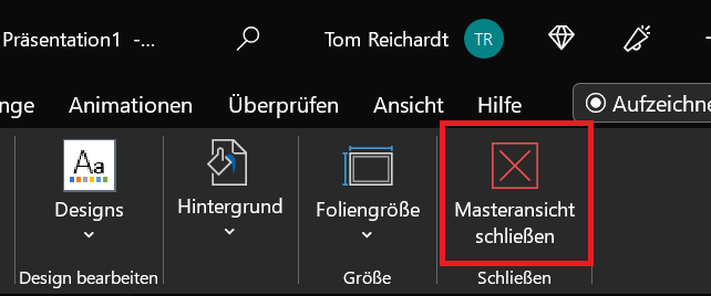 PowerPoint Folienmaster schließen