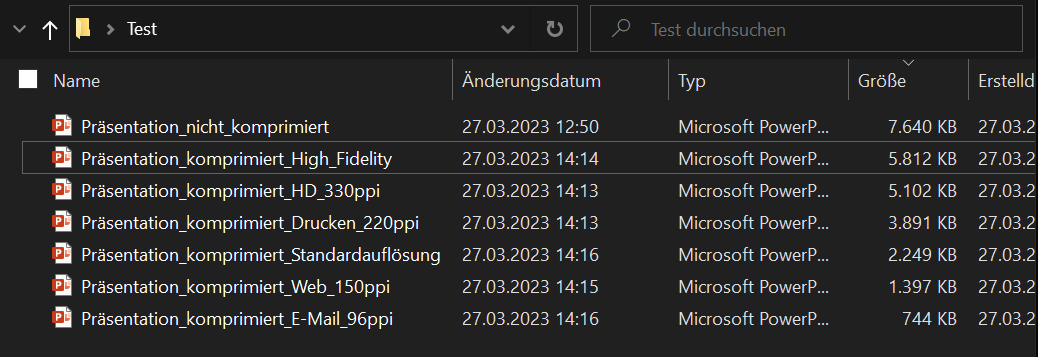 Test für das Komprimieren in PowerPoint