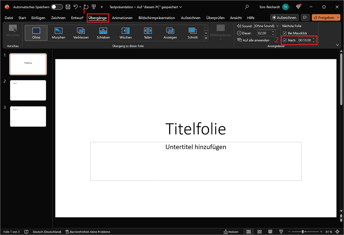 PowerPoint-Präsentation automatisch abspielen