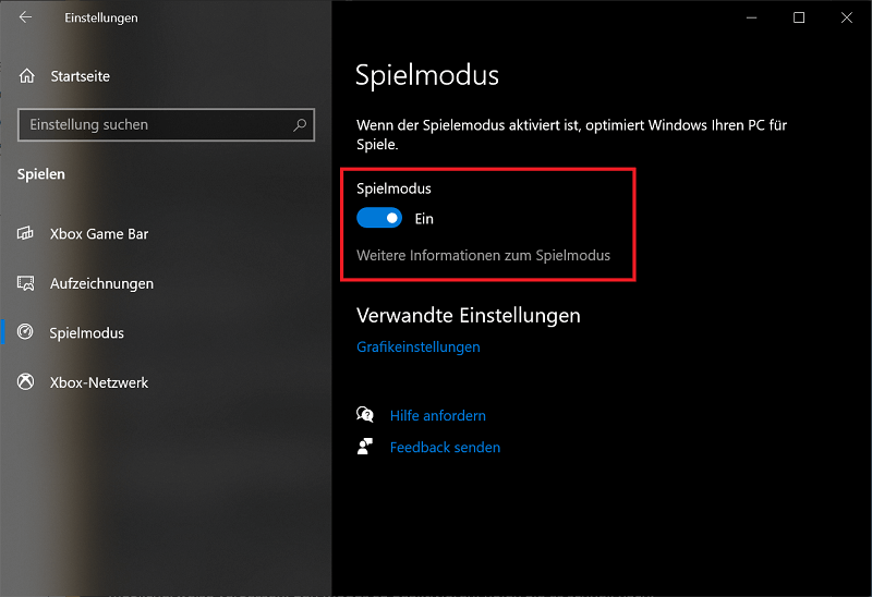 Spielmodus deaktivieren