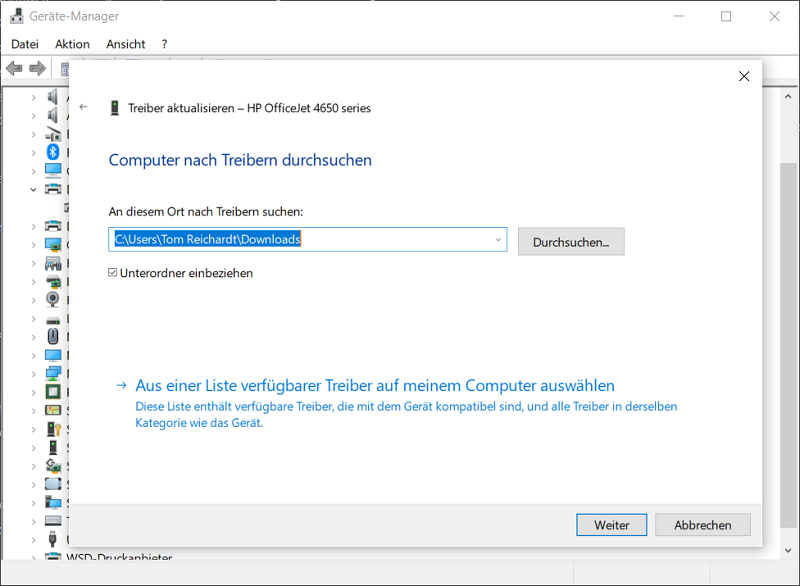 Treiber in Windows 10 im Geräte Manager manuell installieren