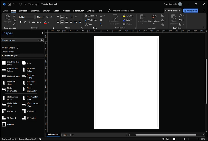Benutzeroberfläche von Visio Pro