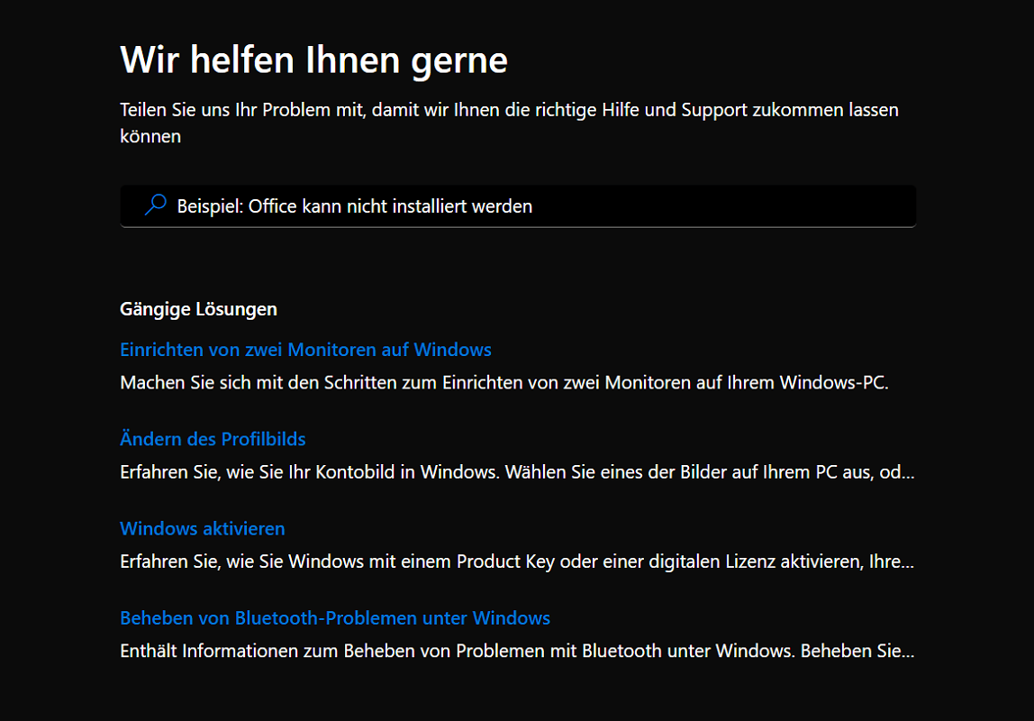 Hilfebereich von Windows Defender