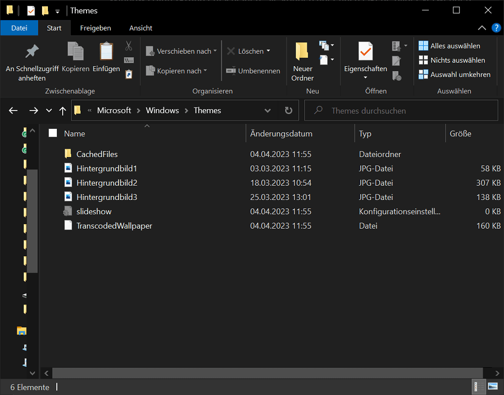 Windows Hintergrundbilder Ordner