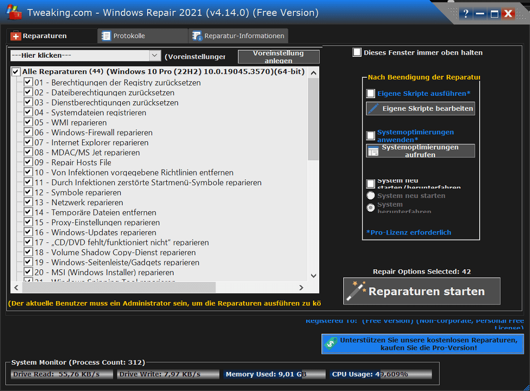 Windows Repair Tool Download von Tweaking.com