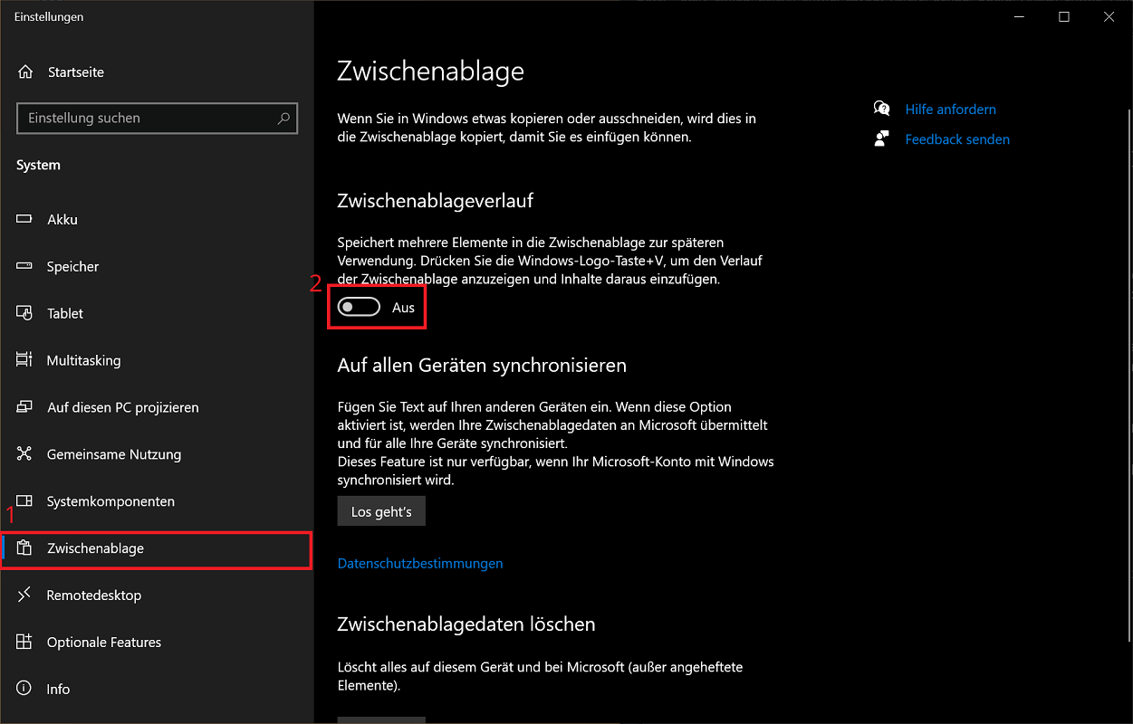 Windows Zwischenablage-Verlauf aktivieren