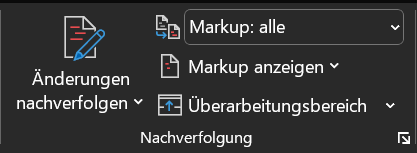 Optionsmenü vom Word Korrekturmodus