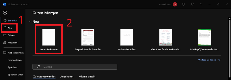 Leeres Dokument in Word erstellen