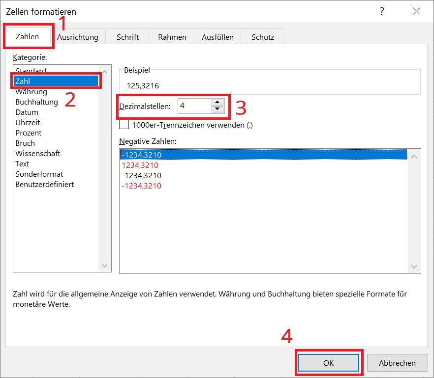 Mit der Zellformatierung in Excel beliebige Dezimalstellen anzeigen