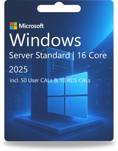 Windows Server 2025 Standard | 16 Core + 50 User CALs + 10 RDS CALs