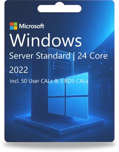 Windows Server 2022 Standard | 24 Core + 50 User CALs + 5 RDS CALs